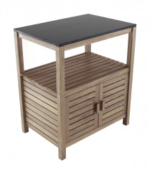 Meuble haut - FIDJI - Acacia FSC 100% - Plaque granit - Noir