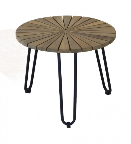 Table basse - COFFEE - Acacia FSC 100% - Pied en acier noir - 50 x 44 cm