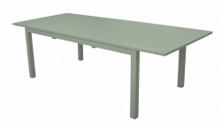 Table extensible - GENES - Aluminium époxy amande - Plateau à lattes - 160/240 x 100 cm