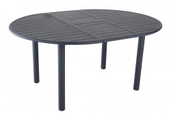 Table extensible - GENES - Aluminium époxy graphite - Plateau à lattes - 120/160 x 120 cm