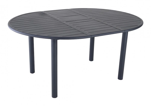 Table extensible - GENES - Aluminium époxy graphite - Plateau à lattes - 120/160 x 120 cm