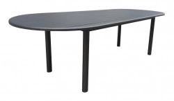 Table extensible - GENES - Aluminium époxy graphite - Plateau à lattes - 200/260 x 100 cm