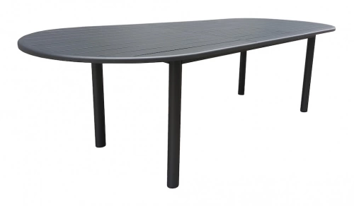 Table extensible - GENES - Aluminium époxy graphite - Plateau à lattes - 200/260 x 100 cm