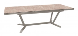 Table extensible - VITA - Aluminium époxy crème - Plateau céramique Kedra Downtown 6 mm - 180/240 x 100 cm