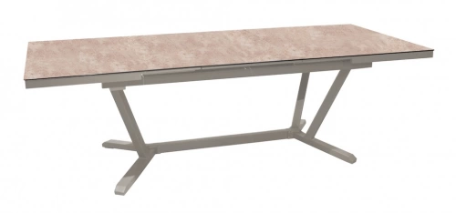Table extensible - VITA - Aluminium époxy crème - Plateau céramique Kedra Downtown 6 mm - 180/240 x 100 cm