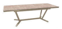 Table extensible - VITA - Aluminium époxy sand - Plateau céramique Kedra Downtown 6 mm - 180/240 x 100 cm