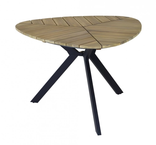 Table fixe - BOTANIA - Acier - Plateau triangulaire en Acacia FSC 110 x 110 cm