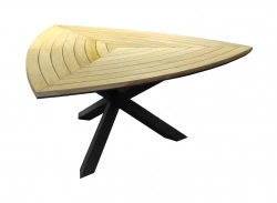 Table fixe - FERRONE - Aluminium graphite - Teck FSC 100% - 170 cm