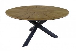 Table fixe - FERRONE - Aluminium graphite - Teck FSC 100% - Ø150 cm
