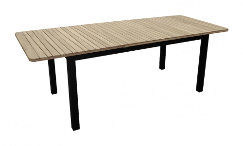 Table rectangulaire extensible - BALITO - Acacia FSC 100% - Allonge papillon - 160/220 x 90 cm - Aluminium graphite