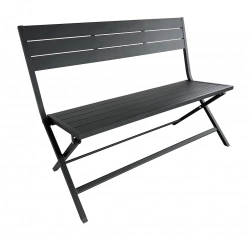 Banc pliant - LUCCA - Aluminium époxy graphite - Lattes - 120 cm
