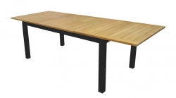 Table extensible - MADAGASCAR - Aluminium graphite - Teck FSC 100% - Allonge papillon - 180/260 x 100 cm