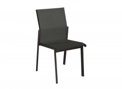 Chaise empilable - DELIA - Aluminium époxy graphite - Toile TPEP chevron
