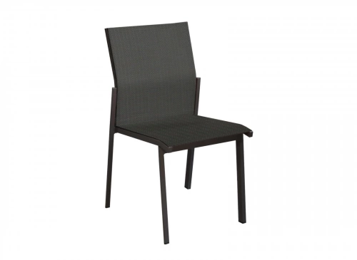 Chaise empilable - DELIA - Aluminium époxy graphite - Toile TPEP chevron
