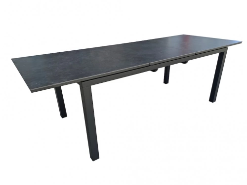 Table extensible - MELODIE - Aluminium époxy graphite - Plateau céramique 6 mm - 180/240 x 90 cm