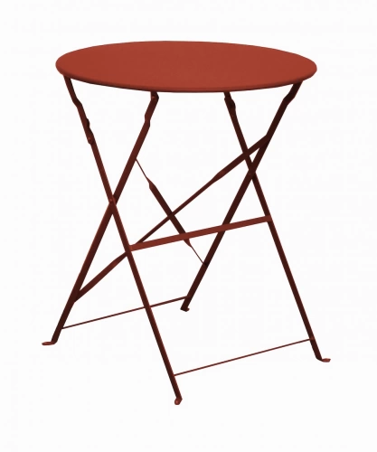 Guéridon pliant en acier - CUBA RD60 - Plateau rond Ø 60 cm - Hauteur 71 cm - Coloris terra