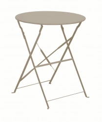 Guéridon pliant en acier - CUBA RD60 - Plateau rond Ø 60 cm - Hauteur 71 cm - Coloris crème