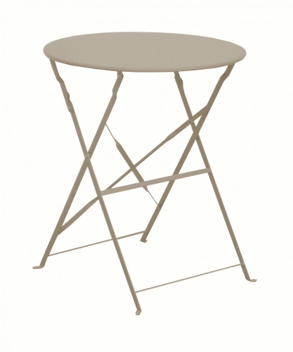 Guéridon pliant en acier - CUBA RD60 - Plateau rond Ø 60 cm - Hauteur 71 cm - Coloris crème