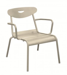 Fauteuil empilable en aluminium – SMILEY – Structure tube rond Ø 25 mm – Coloris crème