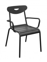 Fauteuil lounge empilable en aluminium – SMILEY – Structure tube rond Ø 25 mm – Coloris graphite