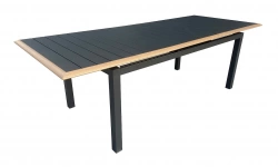 Table de repas extensible en aluminium – PALMA 187/247 x 100 – Allonge automatique – Coloris graphite et chêne