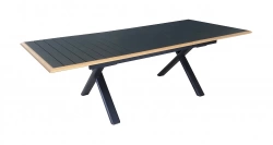 Table de repas extensible en aluminium – COLIBRI 187/247 x 100 – Allonge automatique – Coloris graphite et chêne