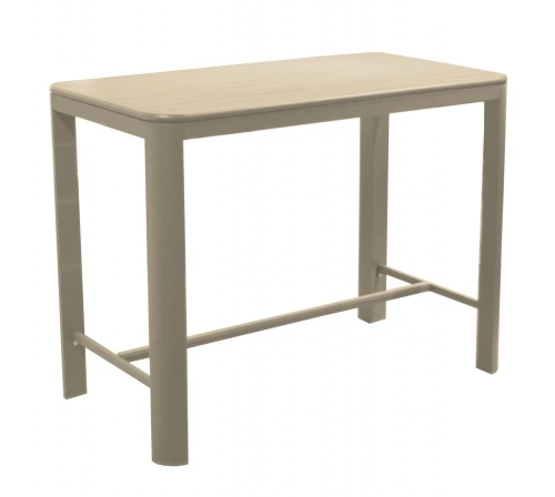 Table haute en aluminium – EOS 140 x 74 – Plateau à lattes – Hauteur 105 cm – Coloris crème