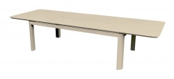 Table de repas extensible en aluminium - DARIUS 230/350 x 120 - Allonge papillon - Coloris crème