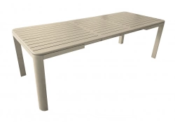 Table de repas extensible en aluminium – ALMA 180/240 x 96 – Allonge automatique – Coloris crème