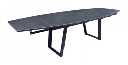 Table de repas extensible en aluminium et céramique – MANTA 180/230/280 x 110 – Allonges en bout – Coloris graphite