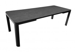 Table de repas extensible en aluminium et céramique – ALMA 140/180 x 70 – Allonge automatique – Coloris graphite et dark A