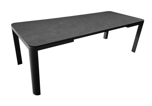 Table de repas extensible en aluminium et céramique – ALMA 140/180 x 70 – Allonge automatique – Coloris graphite et dark A