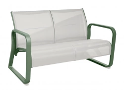 Canapé lounge 2 places en aluminium et TPEP matelassé - QUENZA II - Coloris amande et chevron crème