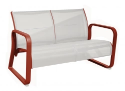 Canapé lounge 2 places en aluminium et TPEP matelassé – QUENZA II – Coloris terra et chevron crème