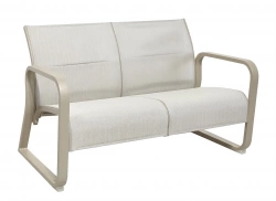 Canapé lounge 2 places en aluminium et TPEP matelassé – QUENZA II – Coloris crème et chevron