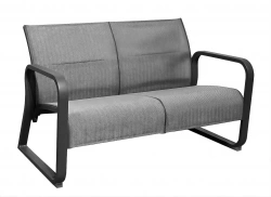 Canapé lounge 2 places en aluminium et TPEP matelassé – QUENZA II – Coloris graphite et chevron