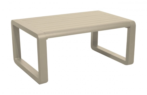 Table basse en aluminium à lattes – QUENZA II 90 x 60 – Coloris crème