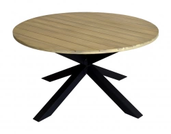 Table ronde de jardin en aluminium et acacia FSC - ORIANE Ø140 - Coloris graphite et acacia