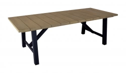 Table de jardin rectangulaire en aluminium et eucalyptus FSC – VANCOUVER 240 x 100 – Coloris graphite et eucalyptus