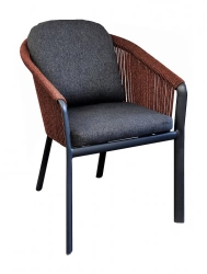 Fauteuil repas – BELLADONE – Graphite rouge – Aluminium époxy et rope