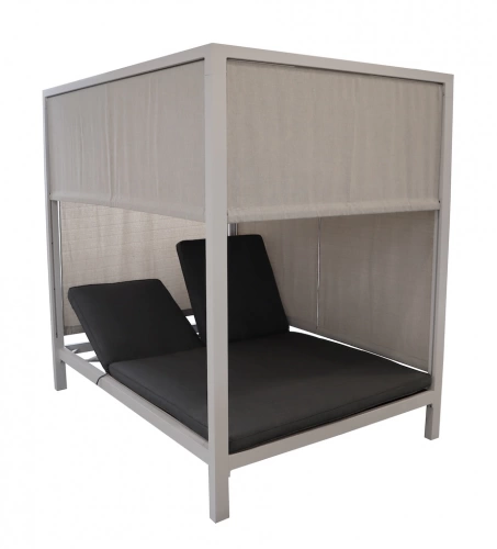 Lit double de jardin – LEATHER – Crème – Aluminium époxy et polyester