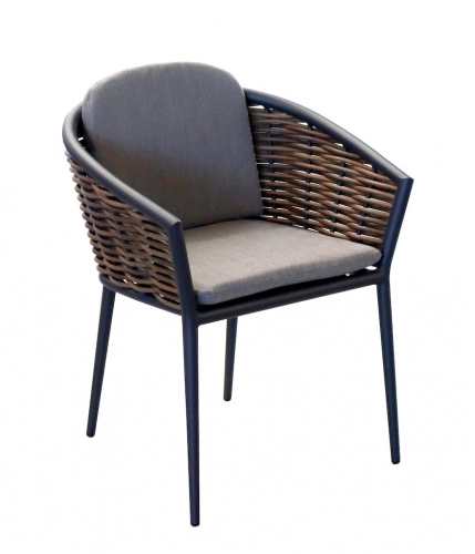 Fauteuil – MUSE – Graphite – Aluminium époxy / Wicker rond