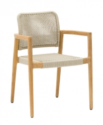 Fauteuil – ECRINS – Aluminium / Teck – Rope ronde – Teck