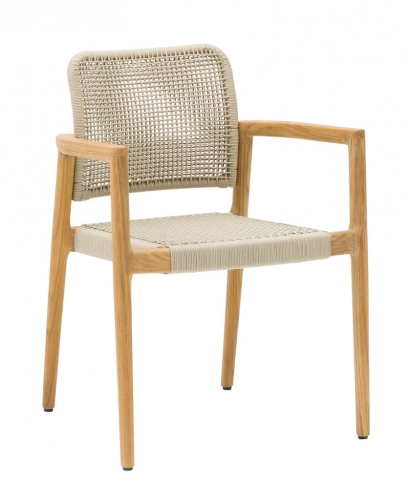 Fauteuil – ECRINS – Aluminium / Teck – Rope ronde – Teck