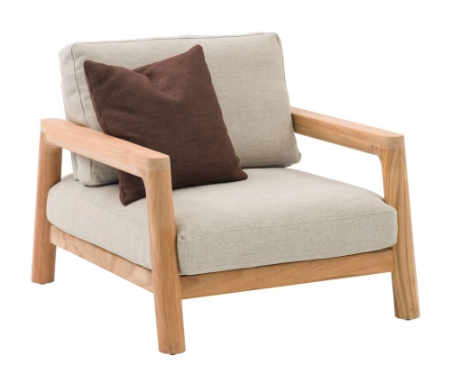 Fauteuil lounge – ECRINS – Aluminium / Teck – Rope ronde – Teck