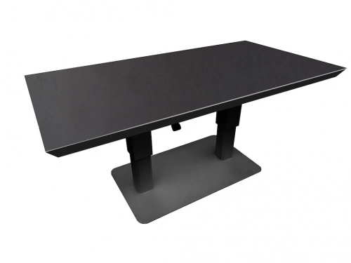 Table basse élévatrice COLOMBO 150 x 80 x 43/69 cm – Aluminium époxy graphite / Céramique KEDRA New Black