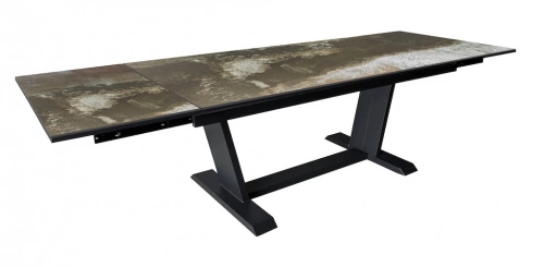 Table AMBER 180/230/280 x 100 cm – Aluminium époxy graphite / Plateau Dekton Trilium – Allonges en bout