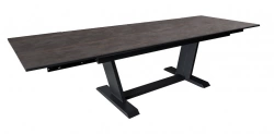 Table AMBER 180/230/280 x 100 cm – Aluminium époxy graphite / Plateau Dekton Laurent – Allonges en bout