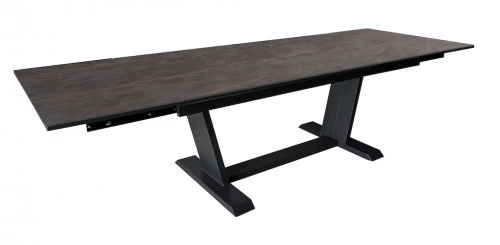 Table AMBER 180/230/280 x 100 cm – Aluminium époxy graphite / Plateau Dekton Laurent – Allonges en bout