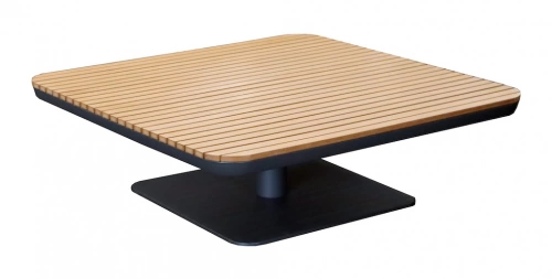 Table basse FREEDOM 90x90x28,5 cm – Graphite – Plateau composite look bois